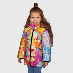Куртка зимняя для девочки Акварельный лев, цвет: 3D-красный — фото 2