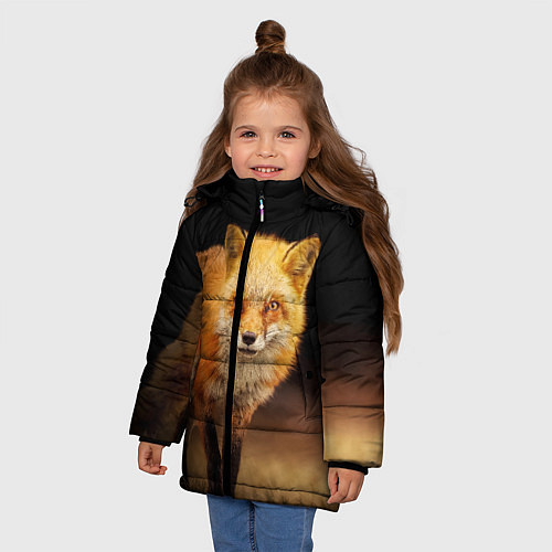Зимняя куртка для девочки Лиса / 3D-Черный – фото 3
