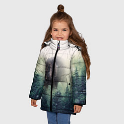 Куртка зимняя для девочки Волк, цвет: 3D-черный — фото 2