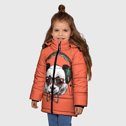 Куртка зимняя для девочки Панда-меломан, цвет: 3D-черный — фото 2