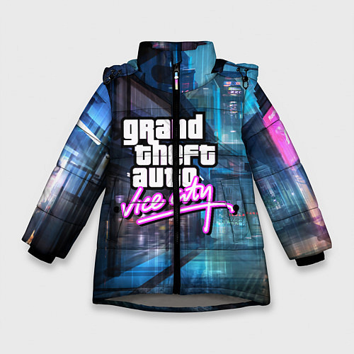 Зимняя куртка для девочки GTA / 3D-Светло-серый – фото 1