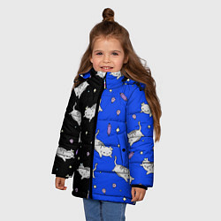 Куртка зимняя для девочки КИСЫ, цвет: 3D-черный — фото 2
