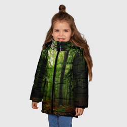 Куртка зимняя для девочки Лес, цвет: 3D-черный — фото 2