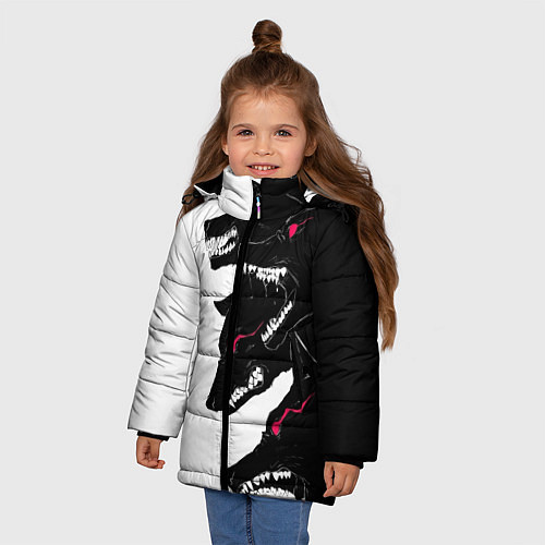 Зимняя куртка для девочки Волки / 3D-Черный – фото 3