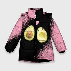 Куртка зимняя для девочки Авокадо, цвет: 3D-черный