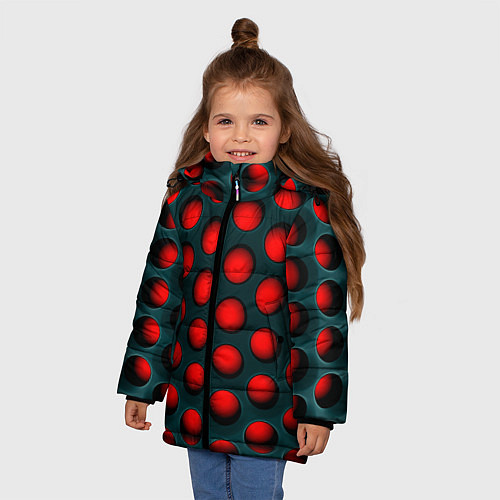 Зимняя куртка для девочки Кошмар Трипофоба / 3D-Черный – фото 3