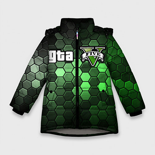 Зимняя куртка для девочки GTA 5 ГТА 5 / 3D-Светло-серый – фото 1