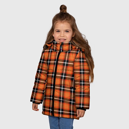 Зимняя куртка для девочки Шотландская клетка / 3D-Черный – фото 3