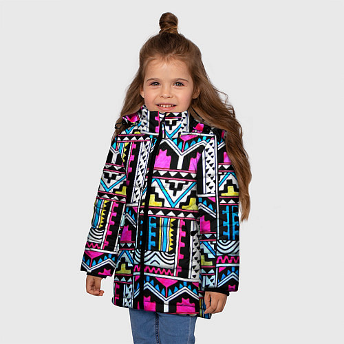 Зимняя куртка для девочки Ацтеки / 3D-Черный – фото 3