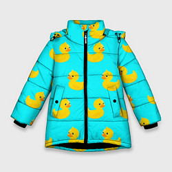 Куртка зимняя для девочки Уточки, цвет: 3D-черный