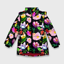 Куртка зимняя для девочки Разноцветие, цвет: 3D-красный