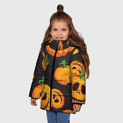 Куртка зимняя для девочки Весёлые тыквы, цвет: 3D-светло-серый — фото 2
