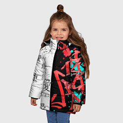 Куртка зимняя для девочки Японские надписи, цвет: 3D-черный — фото 2