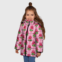 Куртка зимняя для девочки Декор из нежных роз, цвет: 3D-светло-серый — фото 2