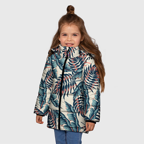 Зимняя куртка для девочки Тихие тропики / 3D-Черный – фото 3
