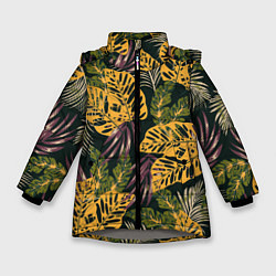 Куртка зимняя для девочки Тропический лес, цвет: 3D-светло-серый