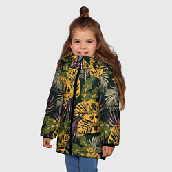 Куртка зимняя для девочки Тропический лес, цвет: 3D-светло-серый — фото 2