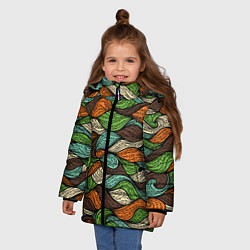 Куртка зимняя для девочки Абстрактные волны, цвет: 3D-черный — фото 2