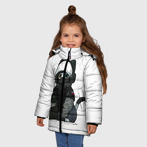Зимняя куртка для девочки Котик / 3D-Черный – фото 3