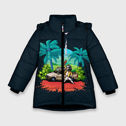 Куртка зимняя для девочки PUBG Pixel, цвет: 3D-черный