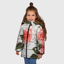 Куртка зимняя для девочки Нежные розы, цвет: 3D-красный — фото 2