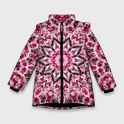 Куртка зимняя для девочки Красный цветок, цвет: 3D-черный