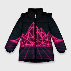 Куртка зимняя для девочки Неоновые Горы, цвет: 3D-черный