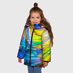 Куртка зимняя для девочки Цветные полоски, цвет: 3D-черный — фото 2