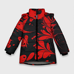 Куртка зимняя для девочки Красный Мрамор, цвет: 3D-светло-серый