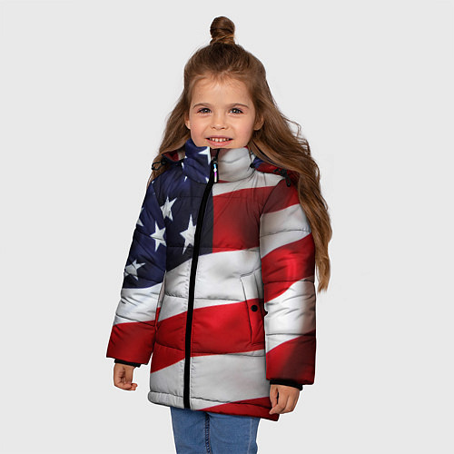 Зимняя куртка для девочки США USA / 3D-Черный – фото 3