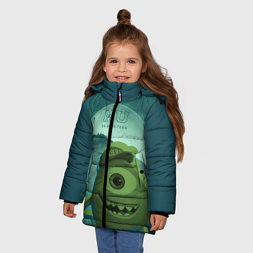 Зимняя куртка для девочки Mike Wazowski / 3D-Черный – фото 3