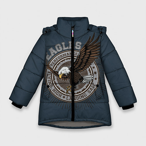 Зимняя куртка для девочки Летящий орёл / 3D-Светло-серый – фото 1