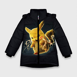 Куртка зимняя для девочки Pikachu Pika Pika, цвет: 3D-черный