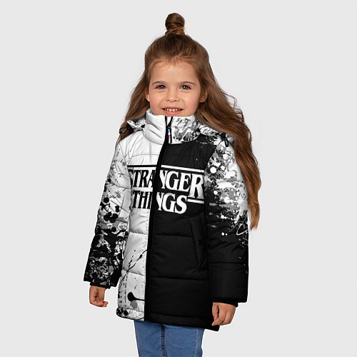 Зимняя куртка для девочки Stranger Things / 3D-Черный – фото 3