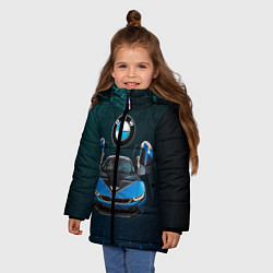 Куртка зимняя для девочки BMW i8 Turbo тюнинговая, цвет: 3D-черный — фото 2