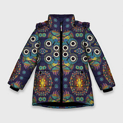 Куртка зимняя для девочки OWLS, цвет: 3D-черный