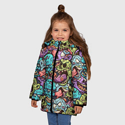 Куртка зимняя для девочки Зомби Паттерн, цвет: 3D-черный — фото 2