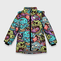 Куртка зимняя для девочки Зомби Паттерн, цвет: 3D-светло-серый