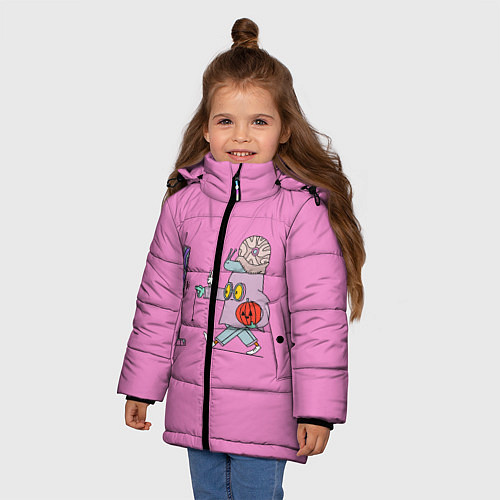 Зимняя куртка для девочки Звонок в дверь / 3D-Черный – фото 3