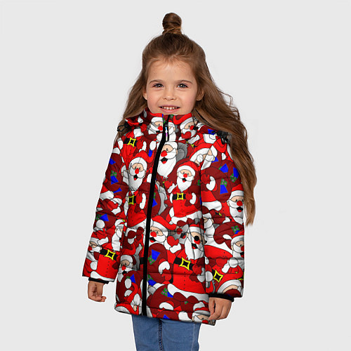 Зимняя куртка для девочки Русский Санта Клаус / 3D-Черный – фото 3
