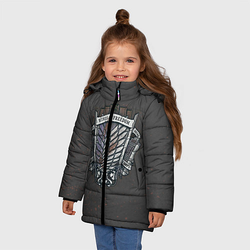 Зимняя куртка для девочки Атака на титанов / 3D-Черный – фото 3