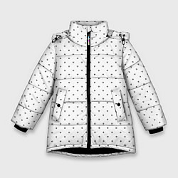 Зимняя куртка для девочки Сердечки черные на белом