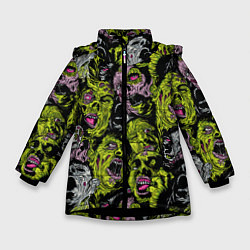 Куртка зимняя для девочки Хеллоуин зомби, цвет: 3D-черный