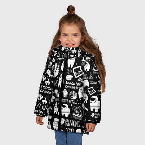 Зимняя куртка для девочки AMONG US / 3D-Черный – фото 3