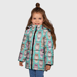 Куртка зимняя для девочки Совушки, цвет: 3D-черный — фото 2