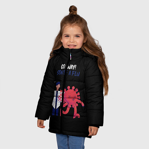 Зимняя куртка для девочки Вирус уходи / 3D-Черный – фото 3