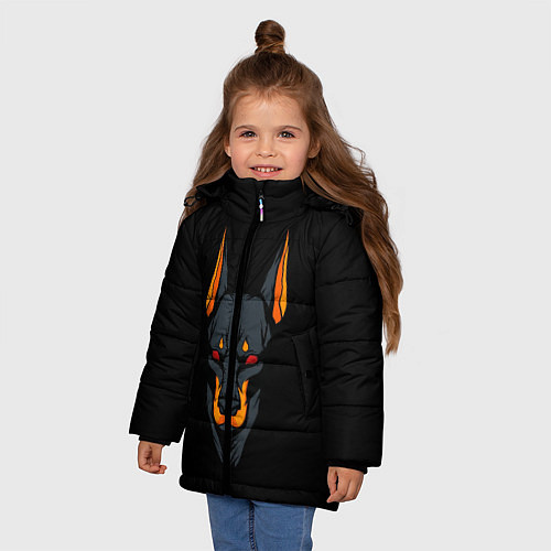 Зимняя куртка для девочки Доберман / 3D-Черный – фото 3