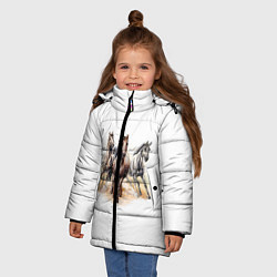 Куртка зимняя для девочки Лошади, цвет: 3D-черный — фото 2