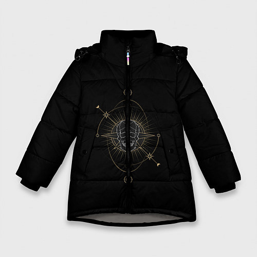 Зимняя куртка для девочки Череп / 3D-Светло-серый – фото 1