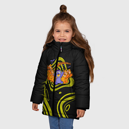 Зимняя куртка для девочки Много Стичей / 3D-Черный – фото 3
